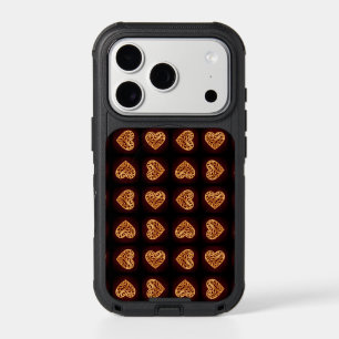 Modern Golden Heart on Burgundy Background iPhone 17 Pro Case