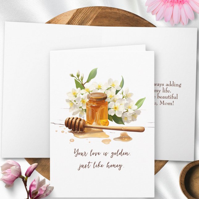 Modern Golden Honey & Flowers Watercolor Mothers Card (Creator Uploaded)