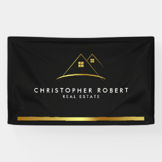Modern Golden House Logo Real Estate Banner
