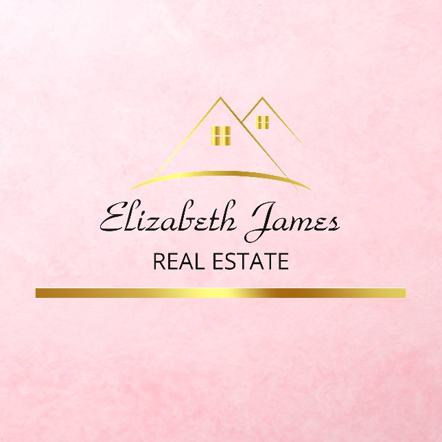 Modern Golden House Logo Real Estate Wall Decal (Insitu 3)