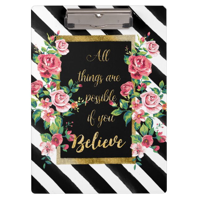Modern golden inspirational  quote clipboard (Front)