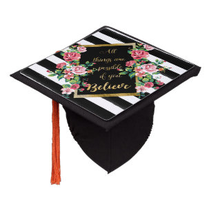 Modern golden inspirational quote graduation cap topper