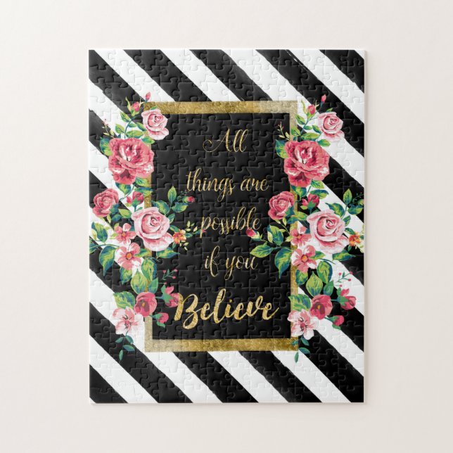 Modern golden inspirational  quote jigsaw puzzle (Vertical)