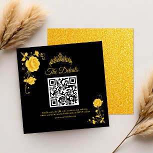 Modern Golden Minimalist Quinceañera QR RSVP Enclosure Card