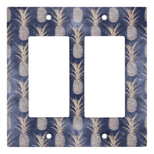 Modern Golden pineapples nebula pattern Light Switch Cover