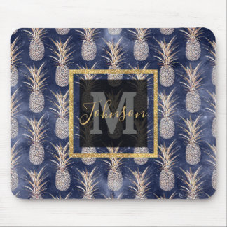 Modern Golden pineapples nebula pattern Mouse Pad