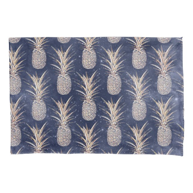 Modern Golden pineapples nebula pattern Pillow Case (Front)