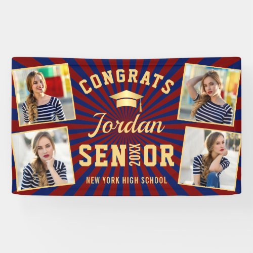 Modern Golden Red Graduation Class of 2024 PHOTO Banner