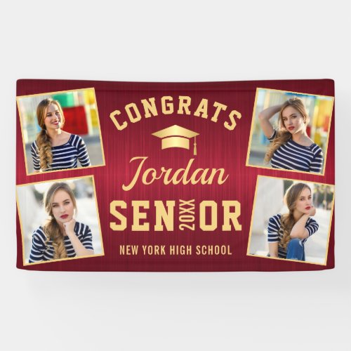 Modern Golden Red Graduation Class of 2024 PHOTO Banner