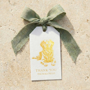 Modern Golden Retriever Dog Wedding Favor Foil Gift Tags