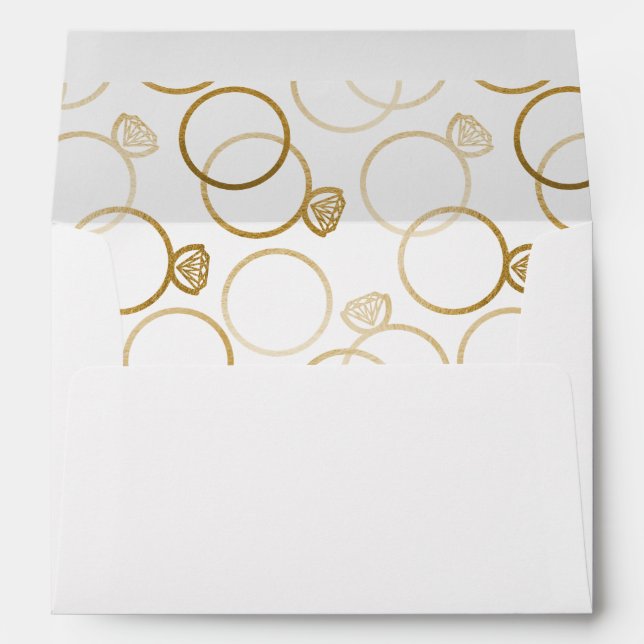 Modern Golden Rings Wedding Invitation Envelope (Back (Bottom))