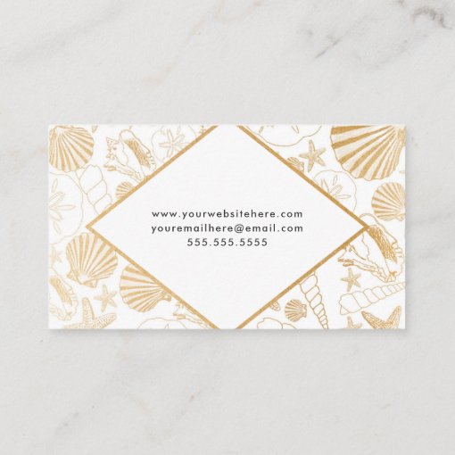 Modern Golden Shell beach themed business card Zazzle