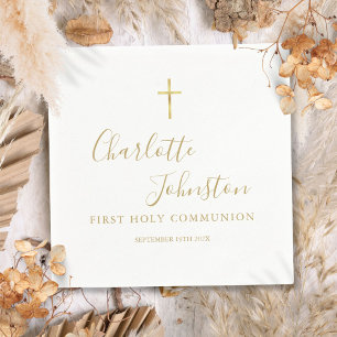 Modern Golden Signature First Holy Communion Napkins