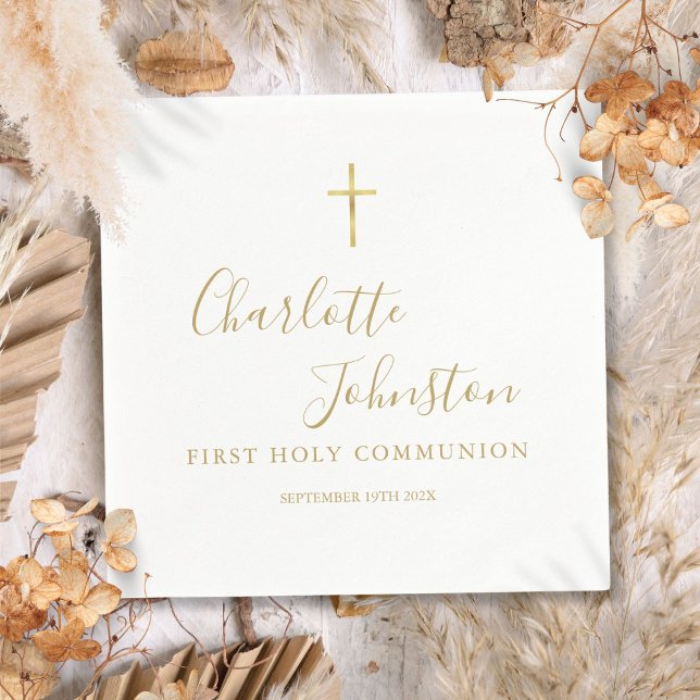 Modern Golden Signature First Holy Communion Napkins (Modern Golden Signature First Holy Communion Napkins)