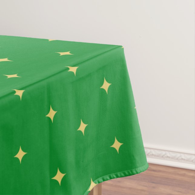 Modern Golden Stars on Green Tablecloth (In Situ)