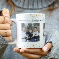 Modern golden stars on white Christmas