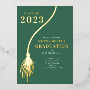 Modern Golden Tassel Graduation Foil Invitation