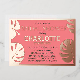 Modern Golden Tropical Leaves Bridal Shower Gold Foil Invitation