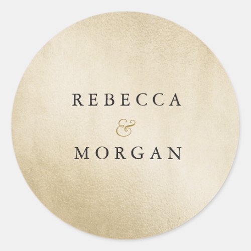 Modern Golden Wedding Couple Name Sticker