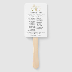Modern Golden Wedding Rings Ceremony Program Hand Fan