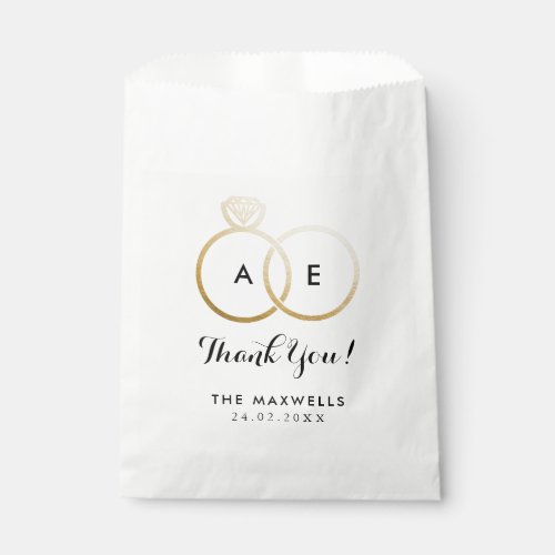 Modern Golden Wedding Rings Favor Bag