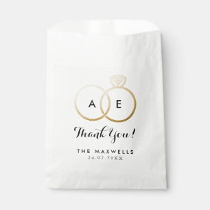 Modern Golden Wedding Rings Favor Bag