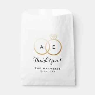 Modern Golden Wedding Rings Favor Bag