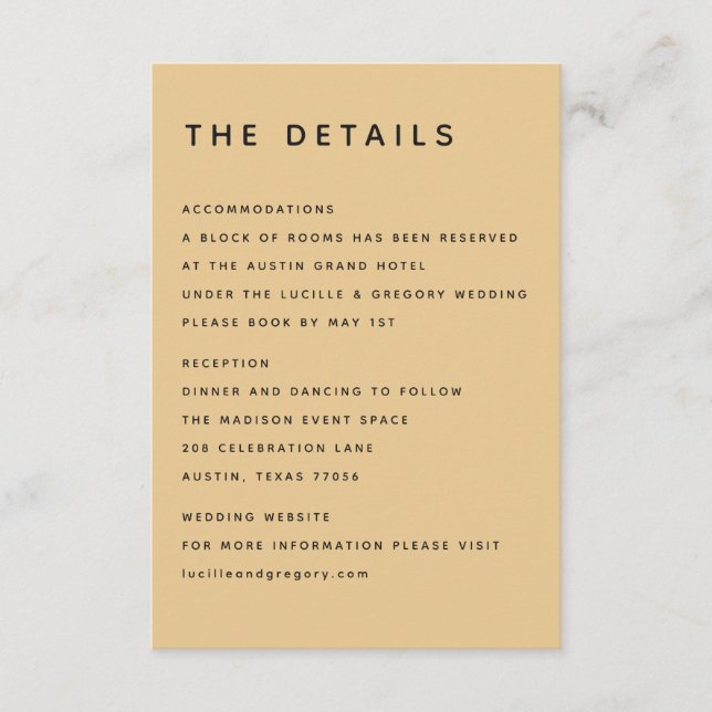  Modern Golden Yellow Editorial All Caps Enclosure Card (Front)