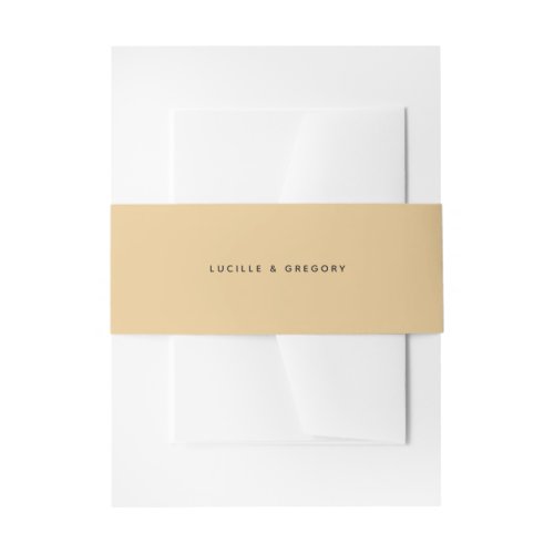 Modern Golden Yellow Editorial All Caps Wedding Invitation Belly Band