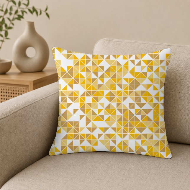 Modern Golden Yellow Geometric Pattern Throw Pillow (Creator Uploaded)