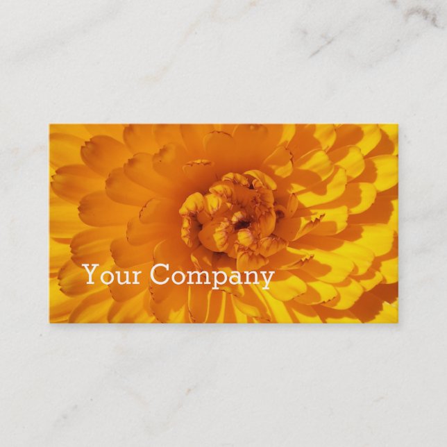 Modern Golden Yellow Marigold Flower Business Card (Front)