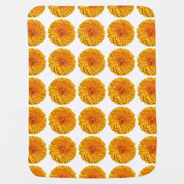 Modern Golden Yellow Marigold Flower Swaddle Blanket (Front)