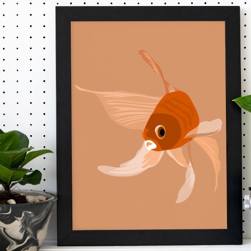 Modern goldfish simple minimal vector illustration poster