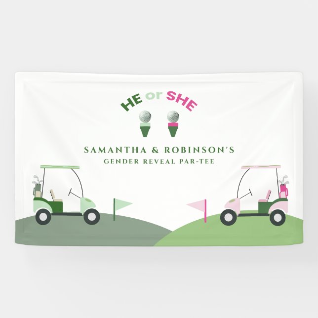 Modern Golf Baby Gender Reveal Par-tee  Banner (Horizontal)
