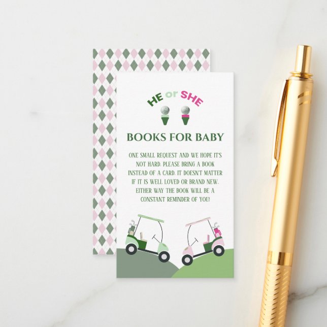 Modern Golf Baby Gender Reveal Par-tee  Enclosure Card (Front/Back In Situ)