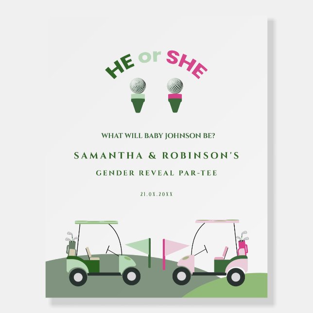 Modern Golf Baby Gender Reveal Par-tee  Foam Board (Front)