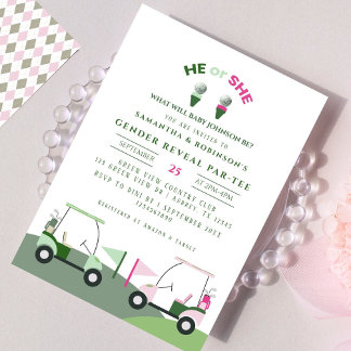 Modern Golf Baby Gender Reveal Par-tee Invitation