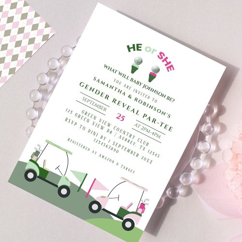 Modern Golf Baby Gender Reveal Par_tee Invitation