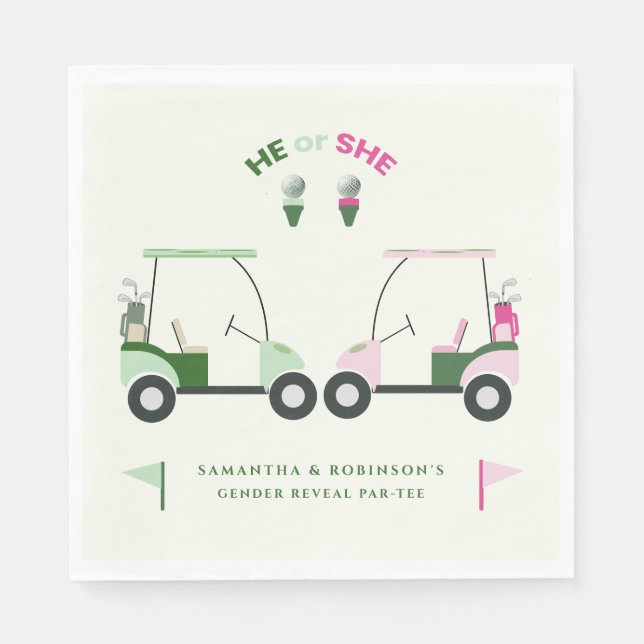 Modern Golf Baby Gender Reveal Par-tee  Napkins (Front)