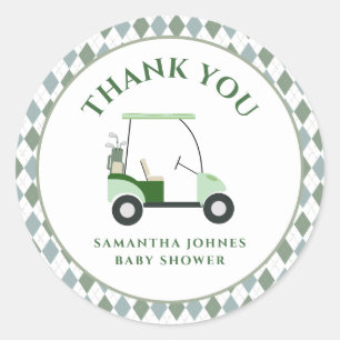 Modern Golf Baby Shower Classic Round Sticker