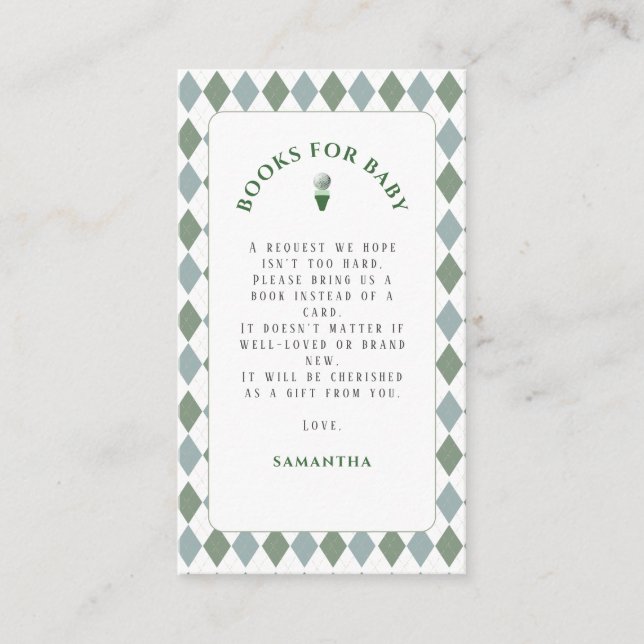 Modern Golf Baby Shower  Enclosure Card (Front)