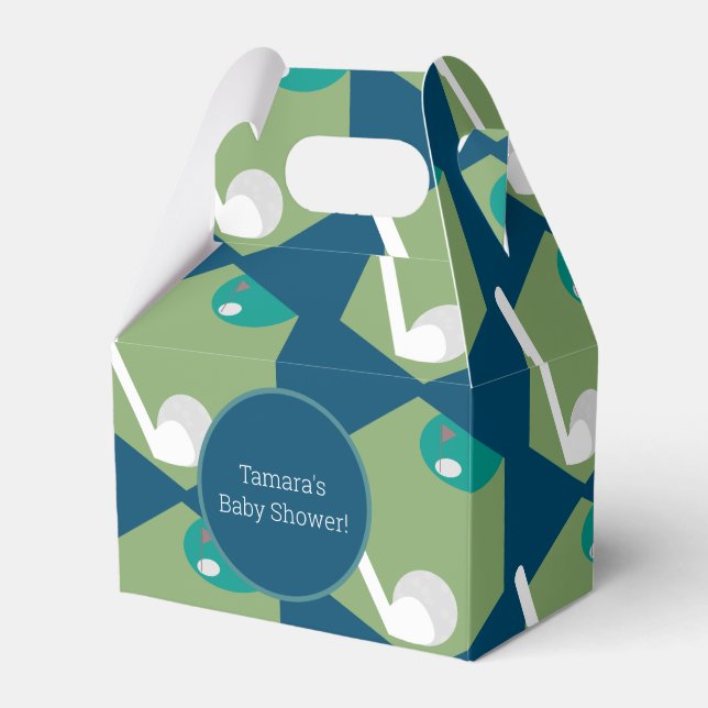 Modern Golf Ball Hole Party Birthday Baby Pattern Favor Boxes (Front Side)