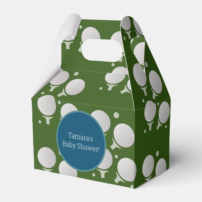 Modern Golf Ball Party Birthday Baby Pattern Favor Boxes (Front Side)