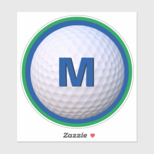 Modern Golf Ball Personalize Monogram Letter Sticker