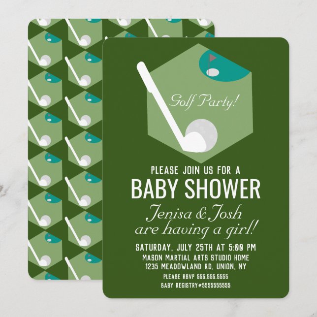 Modern Golf Ball Theme Boy Baby Shower Invitation (Front/Back)