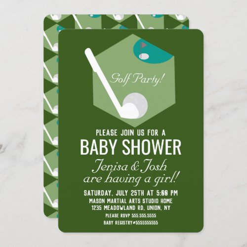 Modern Golf Ball Theme Boy Baby Shower Invitation