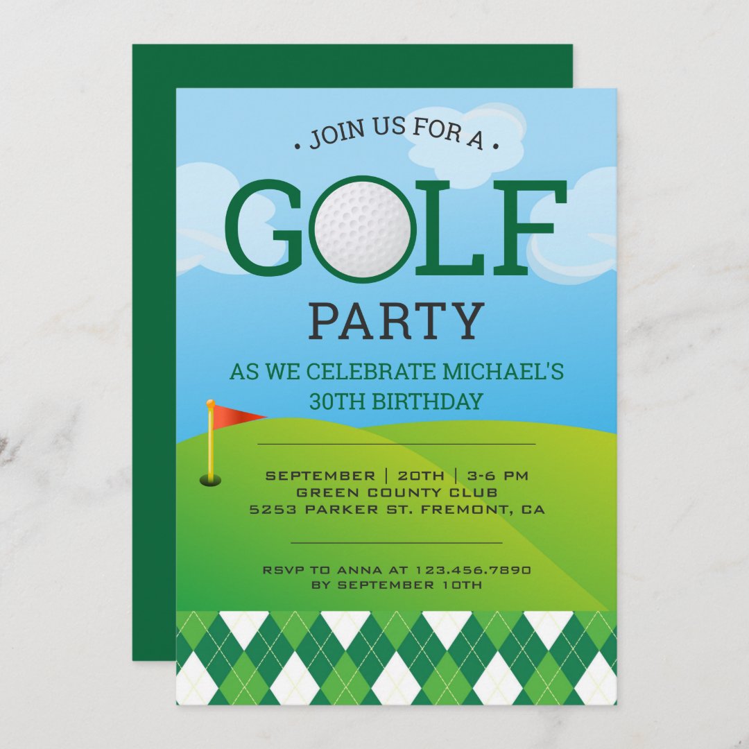 Modern Golf Birthday Party Invitation | Zazzle