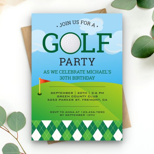 Modern Golf Birthday Party Invitation