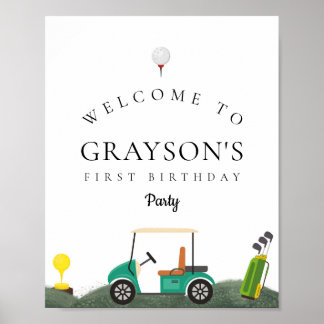 Modern Golf Birthday Party Welcome Sign Green