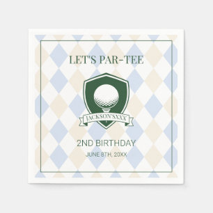 Modern Golf Blue Boys Sports 2nd Birthday Party Napkins